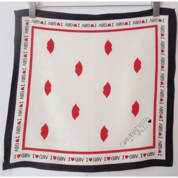 GIAMBATTISTA VALLI X H&M RED LIP PRINT 100% SILK NECKERCHIEF NWT - Picture 9 of 9